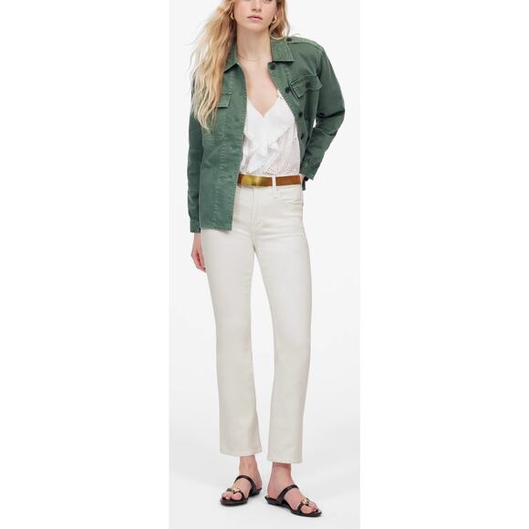 NWT Madewell Mid‎ Rise Kick Out White Jeans, Sz 32 - Picture 1 of 8
